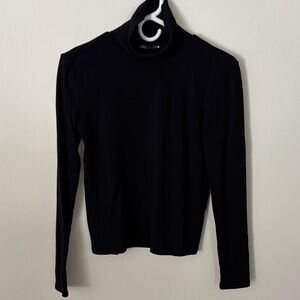 Zara Black Long Sleeve Turtleneck Top